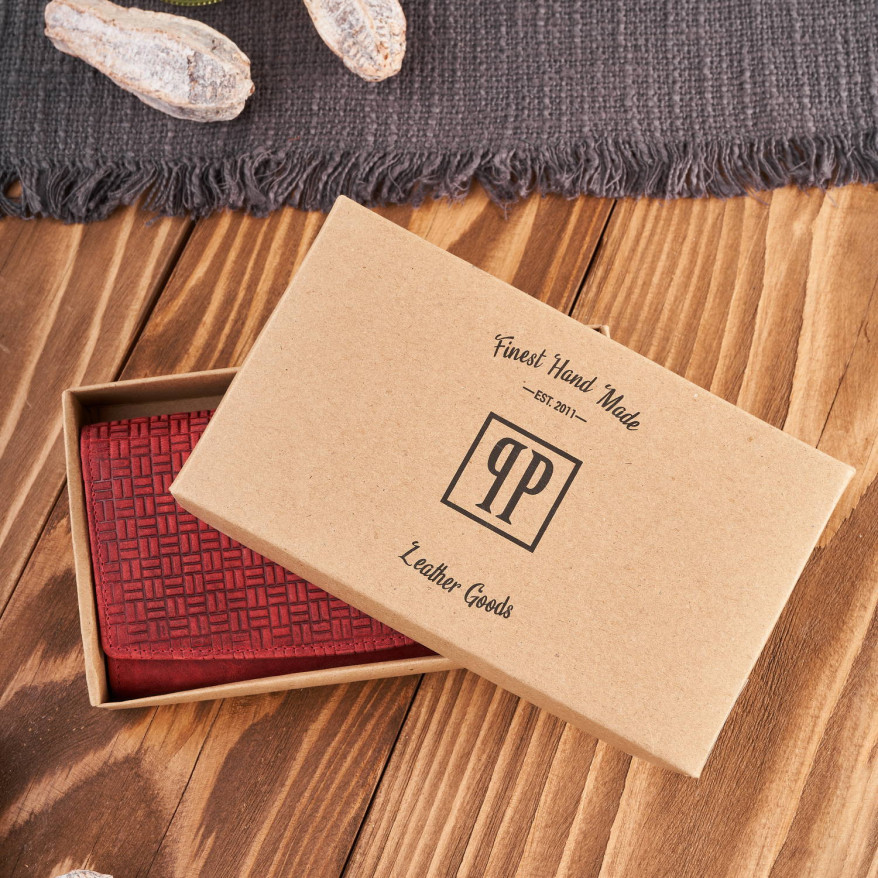 Portfel damski skórzany w stylu vintage duży czerwony T-109-HRD