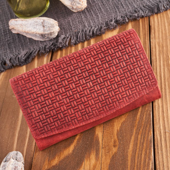 Portfel damski skórzany w stylu vintage duży czerwony T-109-HRD