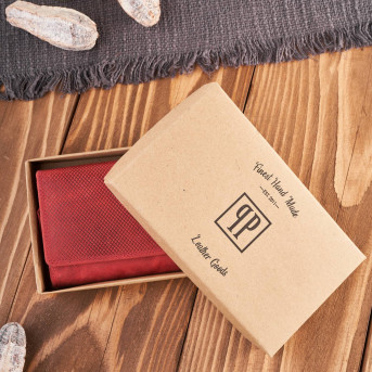 Portfel damski skórzany duży czerwony pojemny vintage T-113-HRD