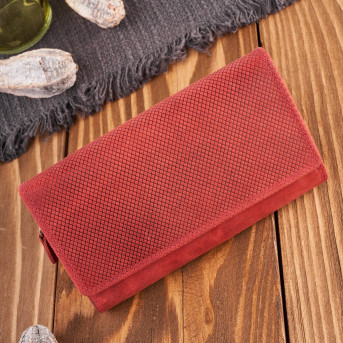 Portfel damski skórzany duży czerwony pojemny vintage T-113-HRD