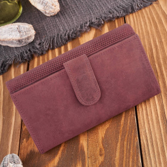 Portfel damski skórzany duży różowy pojemny vintage T-113-HCH