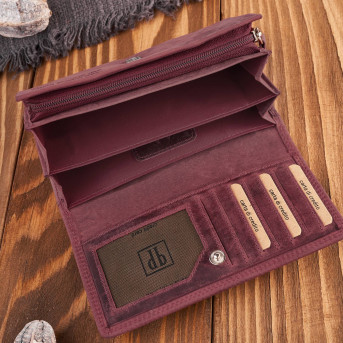 Portfel damski skórzany duży różowy pojemny vintage T-113-HCH