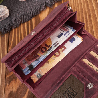 Portfel damski skórzany duży różowy pojemny vintage T-113-HCH