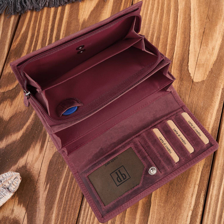 Portfel damski skórzany duży różowy pojemny vintage T-113-HCH