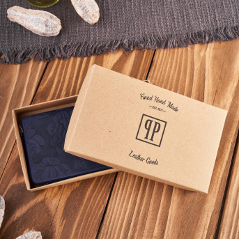 Portfel damski skórzany RFID w kwiaty granatowy vintage T-115-HDB