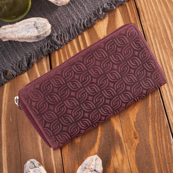 Portfel damski skórzany w geometryczny wzór vintage różowy T-116-HCH