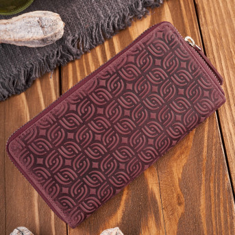 Portfel damski skórzany w geometryczny wzór vintage różowy T-116-HCH