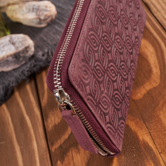 Portfel damski skórzany w geometryczny wzór vintage różowy T-116-HCH