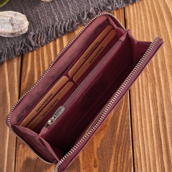 Portfel damski skórzany w geometryczny wzór vintage różowy T-116-HCH