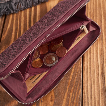 Portfel damski skórzany w geometryczny wzór vintage różowy T-116-HCH