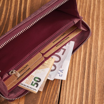 Portfel damski skórzany w geometryczny wzór vintage różowy T-116-HCH