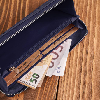 Portfel damski skórzany granatowy w geometryczny wzór vintage T-116-HDB