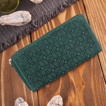 Portfel damski skórzany vintage w geometryczny wzór RFID zielony T-116-HGR