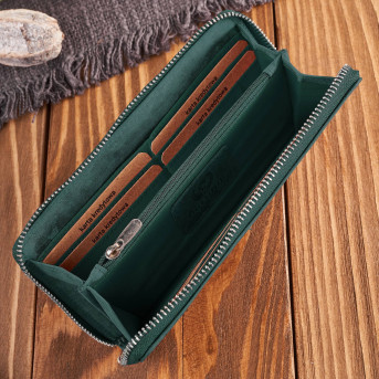 Portfel damski skórzany vintage w geometryczny wzór RFID zielony T-116-HGR