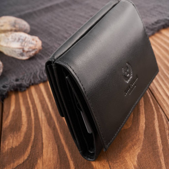 Portfel damski skórzany czarny klasyczny mały RFID T-32-BL