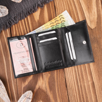 Portfel damski skórzany czarny klasyczny mały RFID T-32-BL