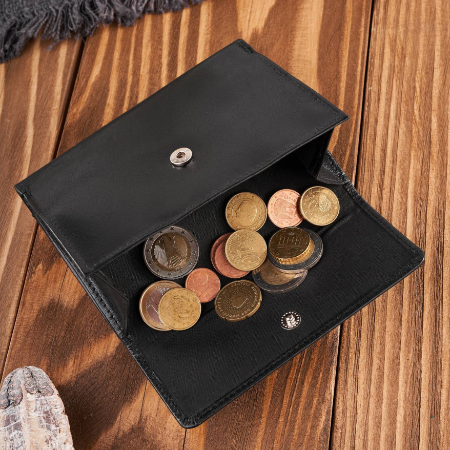 Portfel damski skórzany czarny klasyczny mały RFID T-32-BL