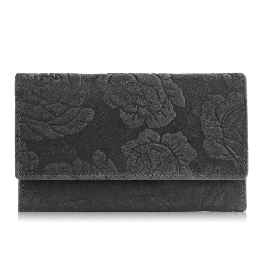 Portfel damski skórzany w kwiaty T-107 portfel damski z ochroną kart Paolo Peruzzi