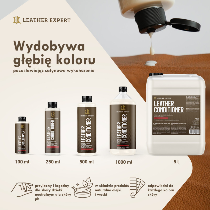 Leather Conditioner – odżywka do skóry naturalne olejki i wosk 1000 ml Leather Expert
