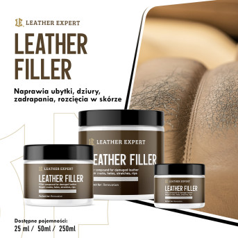 Leather Filler – szpachla do skóry w kolorze białym 250 ml Leather Expert LE-10-FW250