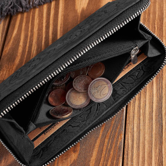 Portfel damski skórzany czarny w kwiaty RFID T-115-HBL