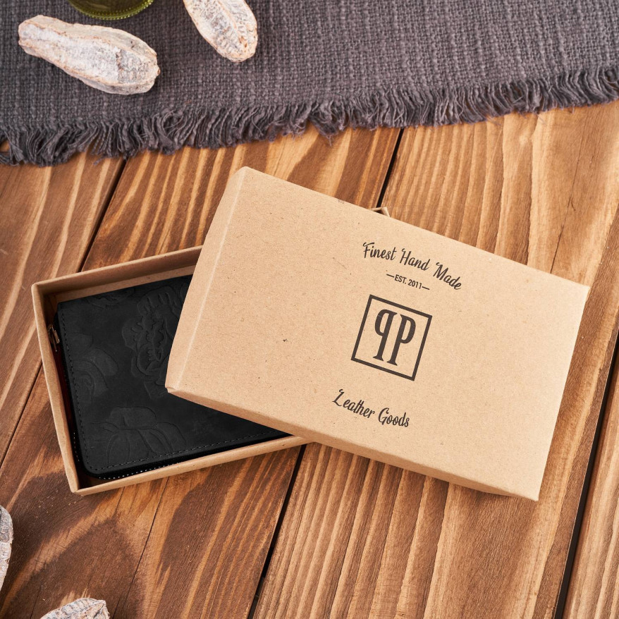 Portfel damski skórzany czarny w kwiaty RFID T-115-HBL