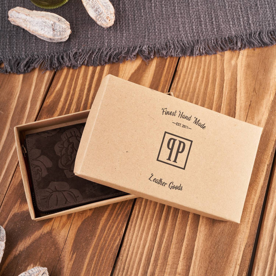 Portfel damski skórzany brązowy w kwiaty RFID T-115-HBR