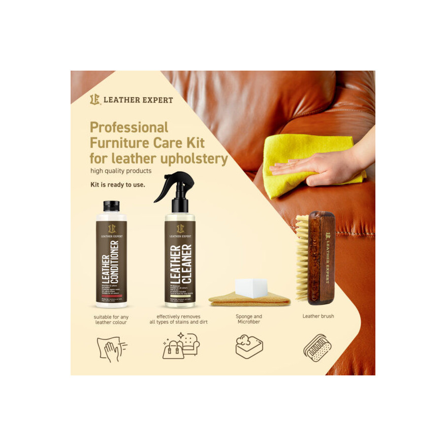 Leather Expert Furniture Kit 2x250ml – zestaw do czyszczenia i pielęgnacji mebli skórzanych LE-18-F2250