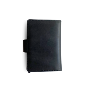 Portfel męski skórzany z wysuwanym etui mały czarny pionowy etui na karty vintage OU-35