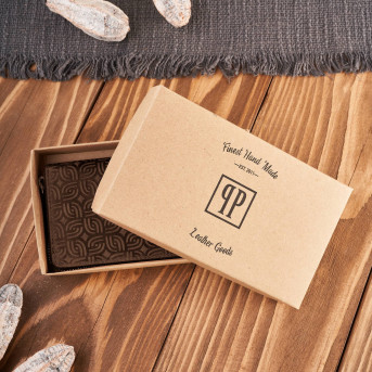 Portfel damski skórzany brązowy w geometryczny wzór vintage RFID T-116-HBR