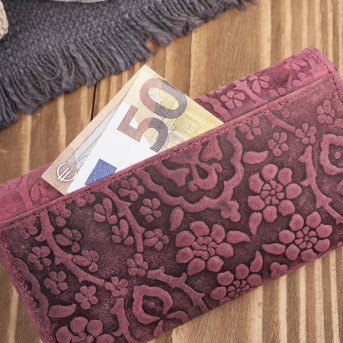 Portfel damski skórzany w kwiaty vintage duży różowy RFID Paolo Peruzzi T-111-HCH