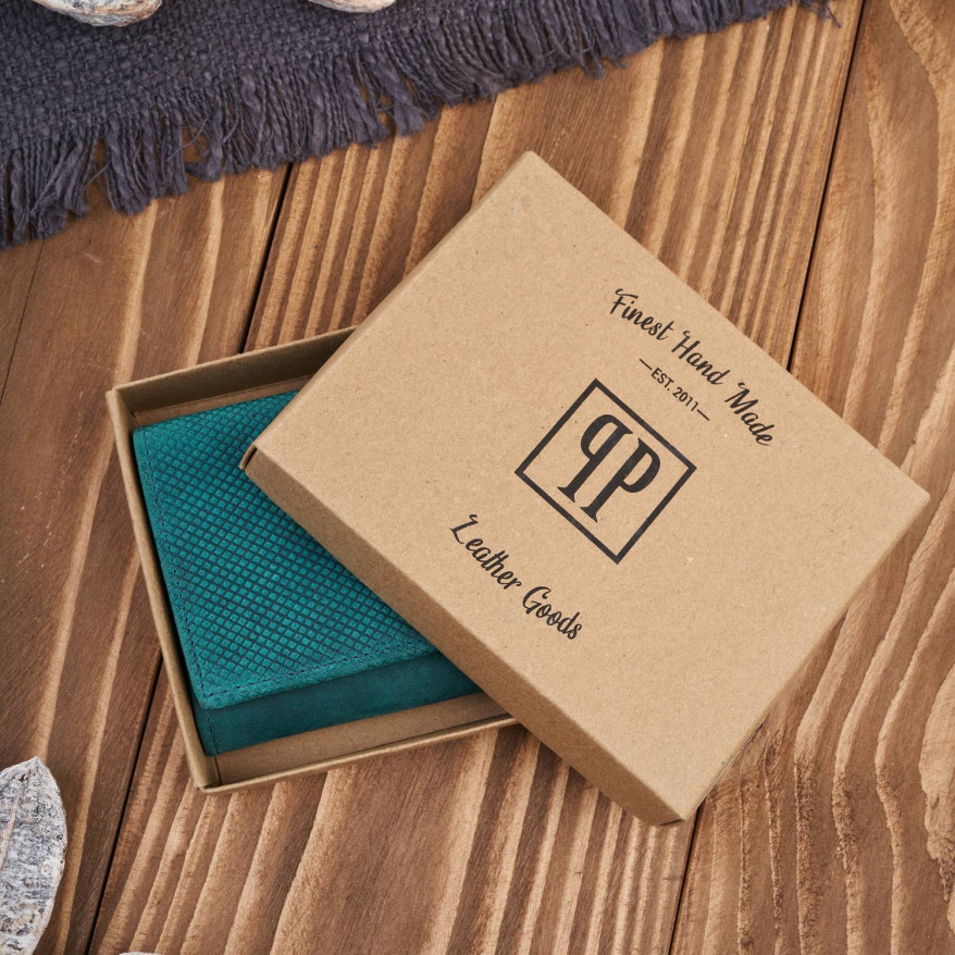 Portfel damski skórzany we wzory geometryczne duży vintage zielony RFID T-112-HGR