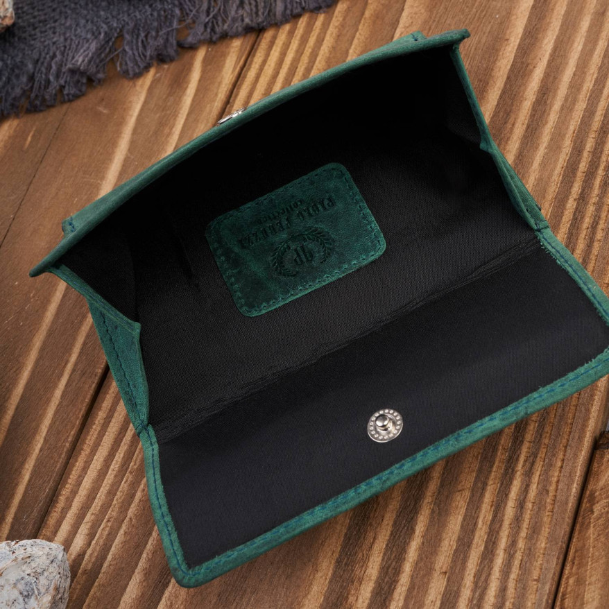 Portfel damski skórzany we wzory geometryczne duży vintage zielony RFID T-112-HGR