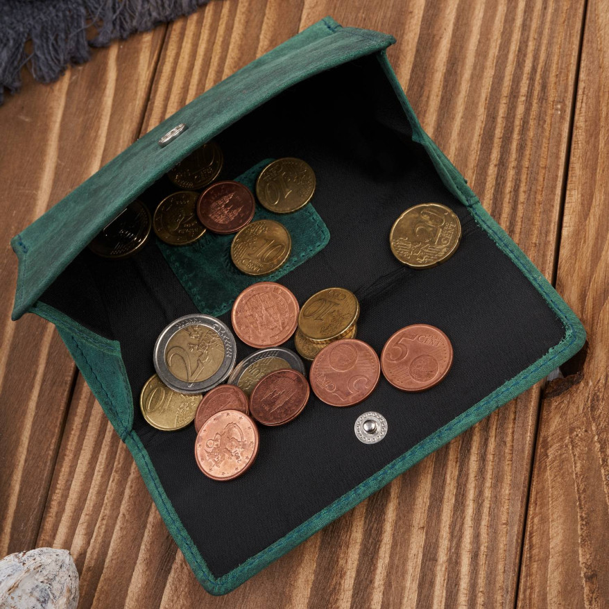 Portfel damski skórzany we wzory geometryczne duży vintage zielony RFID T-112-HGR