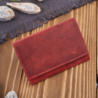 Portfel damski skórzany we wzory geometryczne duży vintage czerwony RFID T-112-HRD