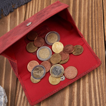 Portfel damski skórzany we wzory geometryczne duży vintage czerwony RFID T-112-HRD