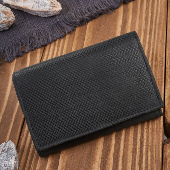 Portfel damski skórzany we wzory geometryczne duży vintage czarny RFID T-112-HBL