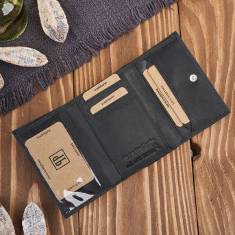 Portfel damski skórzany we wzory geometryczne duży vintage czarny RFID T-112-HBL