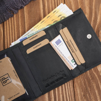 Portfel damski skórzany we wzory geometryczne duży vintage czarny RFID T-112-HBL