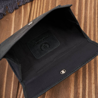 Portfel damski skórzany we wzory geometryczne duży vintage czarny RFID T-112-HBL