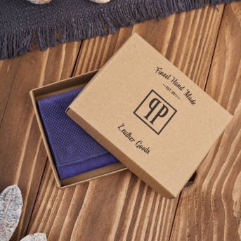 Portfel damski skórzany we wzory geometryczne duży vintage granatowy RFID T-112-HDB