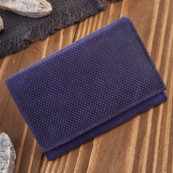 Portfel damski skórzany we wzory geometryczne duży vintage granatowy RFID T-112-HDB