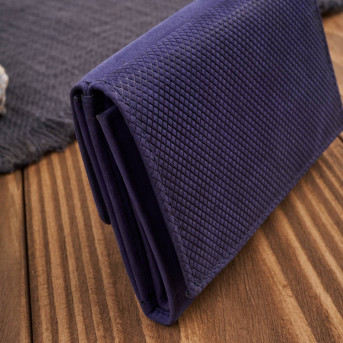 Portfel damski skórzany we wzory geometryczne duży vintage granatowy RFID T-112-HDB