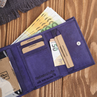 Portfel damski skórzany we wzory geometryczne duży vintage granatowy RFID T-112-HDB