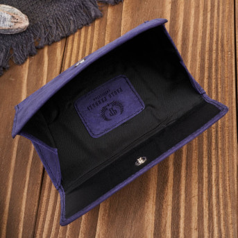 Portfel damski skórzany we wzory geometryczne duży vintage granatowy RFID T-112-HDB