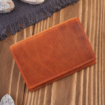 Portfel damski skórzany we wzory geometryczne duży vintage pomarańczowy RFID T-112-HOR
