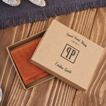 Portfel damski skórzany we wzory geometryczne duży vintage pomarańczowy RFID T-112-HOR