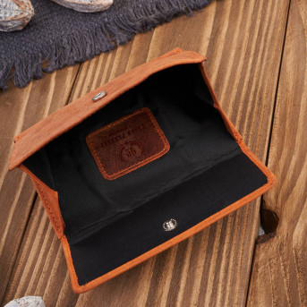 Portfel damski skórzany we wzory geometryczne duży vintage pomarańczowy RFID T-112-HOR