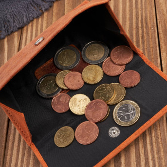 Portfel damski skórzany we wzory geometryczne duży vintage pomarańczowy RFID T-112-HOR