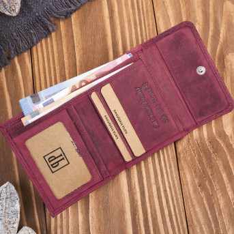 Portfel damski skórzany vintage mały z ochroną RFID w geometryczny wzór  T-114-HCH